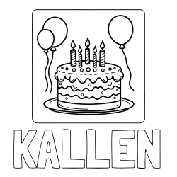 Online Created Coloring Page - KALLEN Coloring Page and 5th Birthday Cake Coloring Page