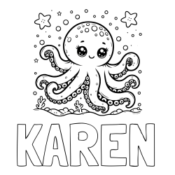 Online Created Coloring Page - KAREN Coloring Page and Coloring Page of an Octopus in the Sea
