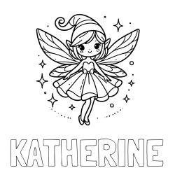 Online Created Coloring Page - KATHERINE Coloring Page and Children's Coloring Page of a Wonderful Fairy
