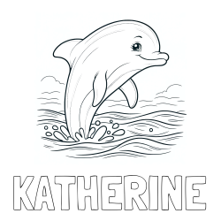 Online Created Coloring Page - KATHERINE Coloring Page and Coloring Page of a Smiling Dolphin Jumping