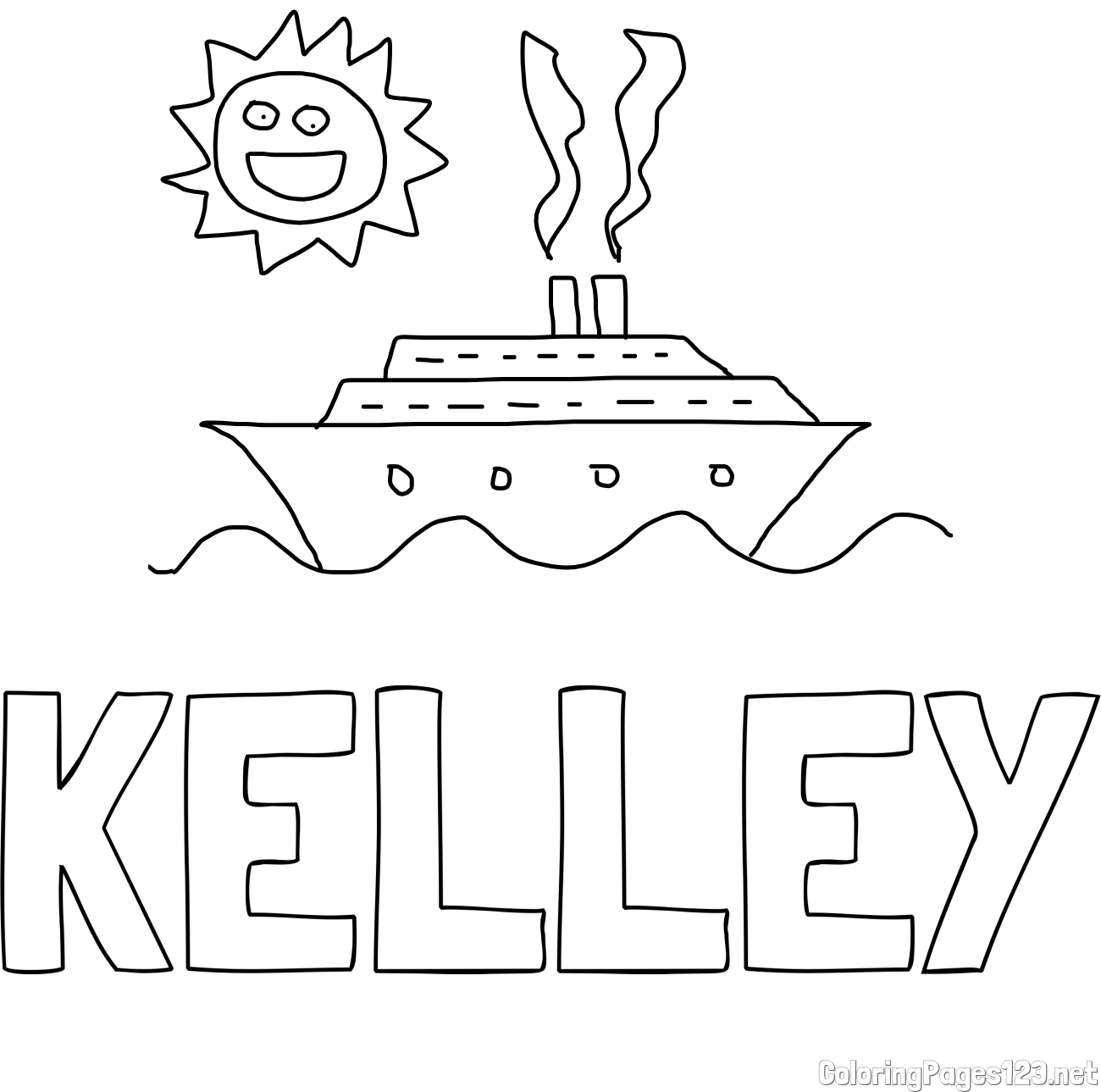 KELLEY Coloring Page and Coloring Page of a Huge Ship