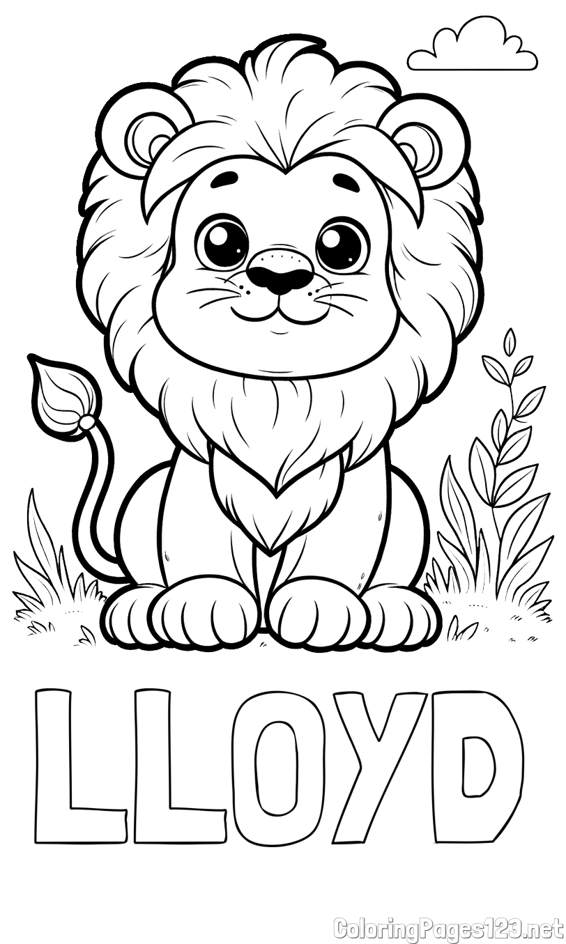 LLOYD Coloring Page and Cute Baby Lion Coloring Page