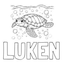 Online Created Coloring Page - LUKEN Coloring Page and Coloring Page of a Sea Turtle Swimming in the Ocean