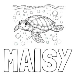 Online Created Coloring Page - MAISY Coloring Page and Coloring Page of a Sea Turtle Swimming in the Ocean