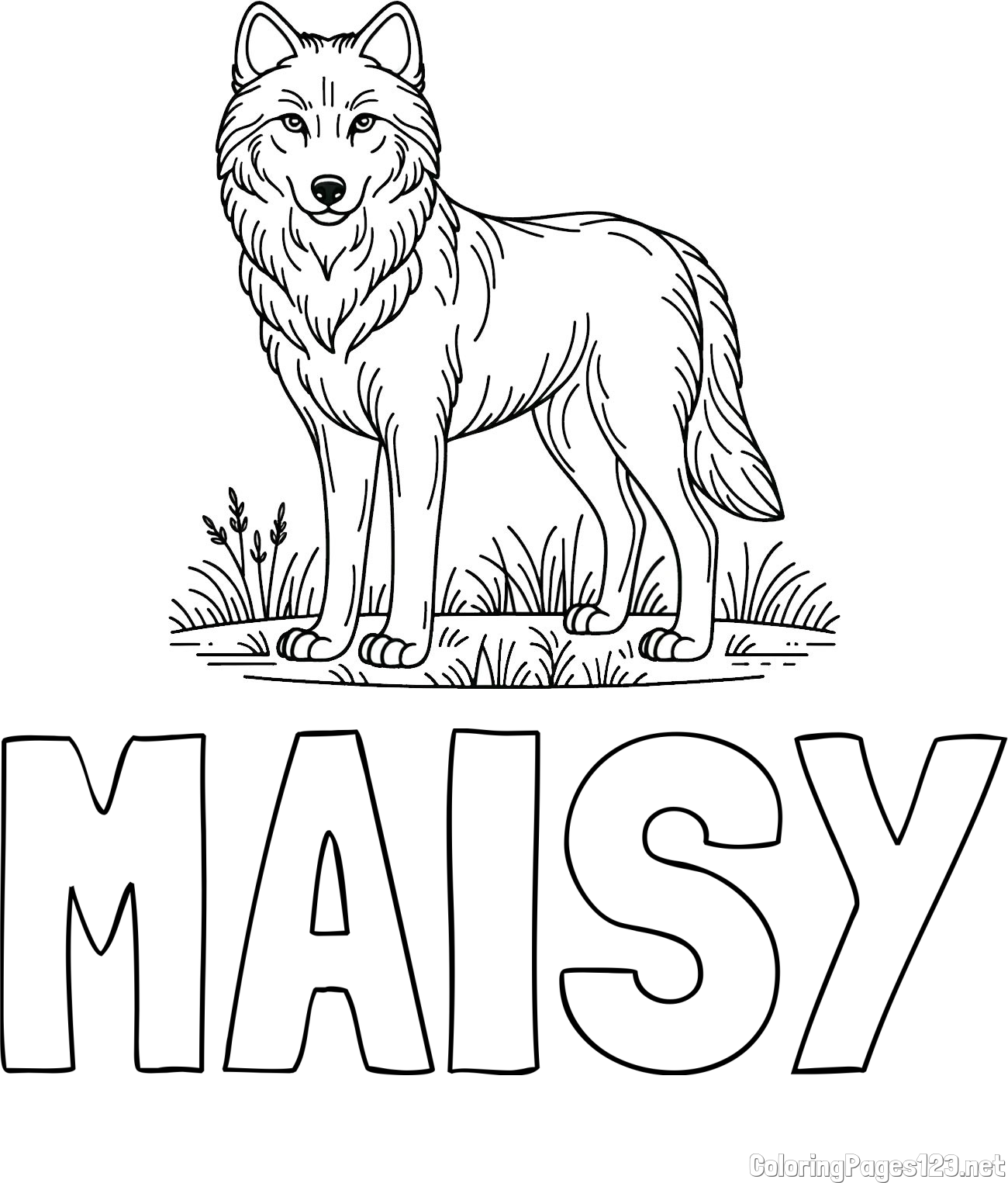 MAISY Coloring Page and Wolf Coloring Page
