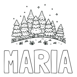 Online Created Coloring Page - MARIA Coloring Page and Spruce Forest Coloring Page for Kids