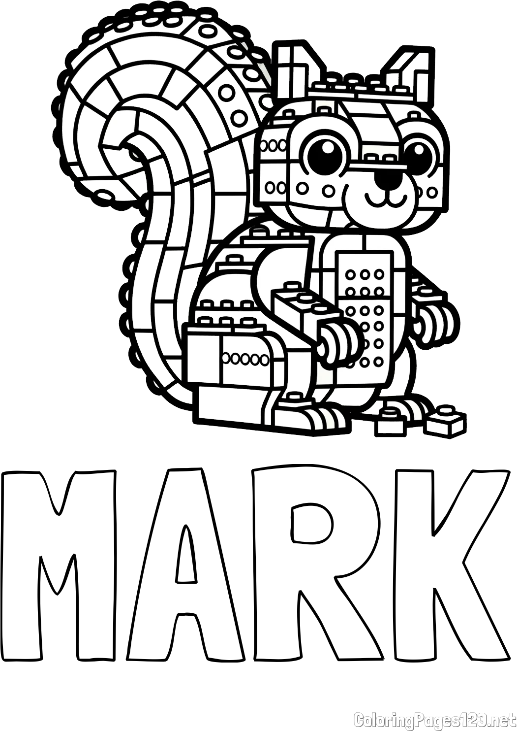 MARK Coloring Page and LEGO Squirrel Coloring Page