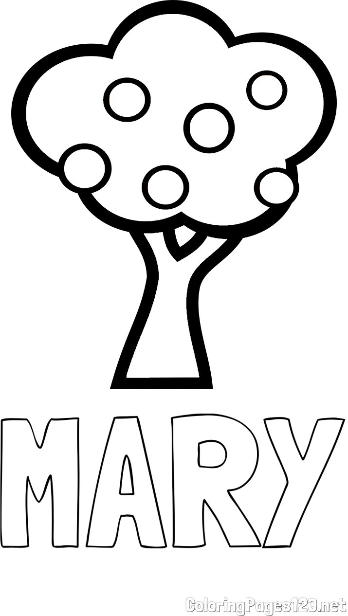 MARY Coloring Page and Apple Tree Coloring Page