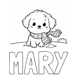Online Created Coloring Page - MARY Coloring Page and Coloring Page of an Adorable Puppy