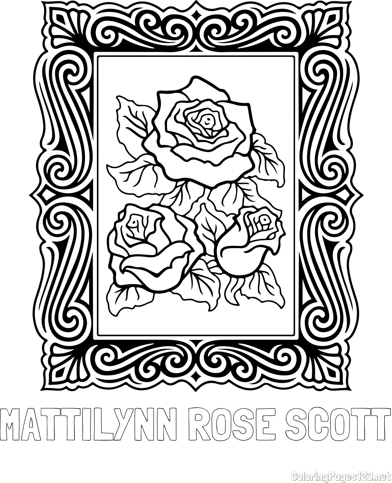 MATTILYNN ROSE SCOTT Coloring Page and Rose Picture Coloring Page