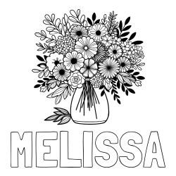 Online Created Coloring Page - MELISSA Coloring Page and Flower Bouquet Coloring Page