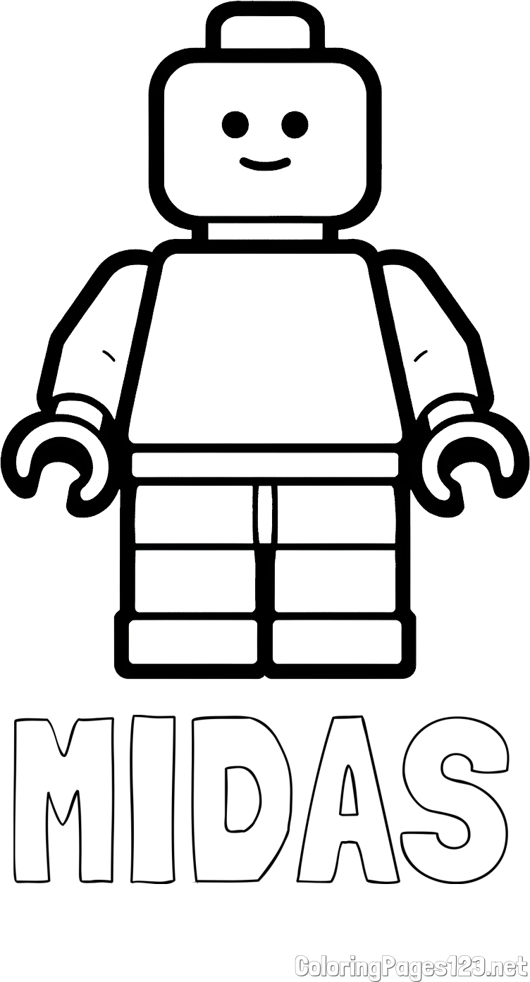 MIDAS Coloring Page and Easy LEGO Character Coloring Page