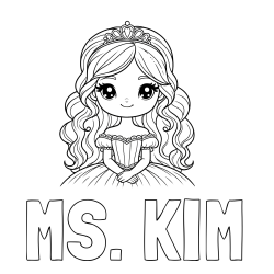 Online Created Coloring Page - MS. KIM Coloring Page and Coloring Page of a Cute Princess with Big Eyes