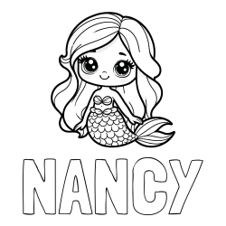 Online Created Coloring Page - NANCY Coloring Page and Coloring Page of a Very Cute Little Mermaid