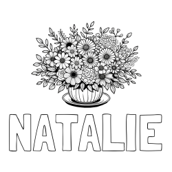 Online Created Coloring Page - NATALIE Coloring Page and Beautiful Bouquet of Flowers Coloring Page