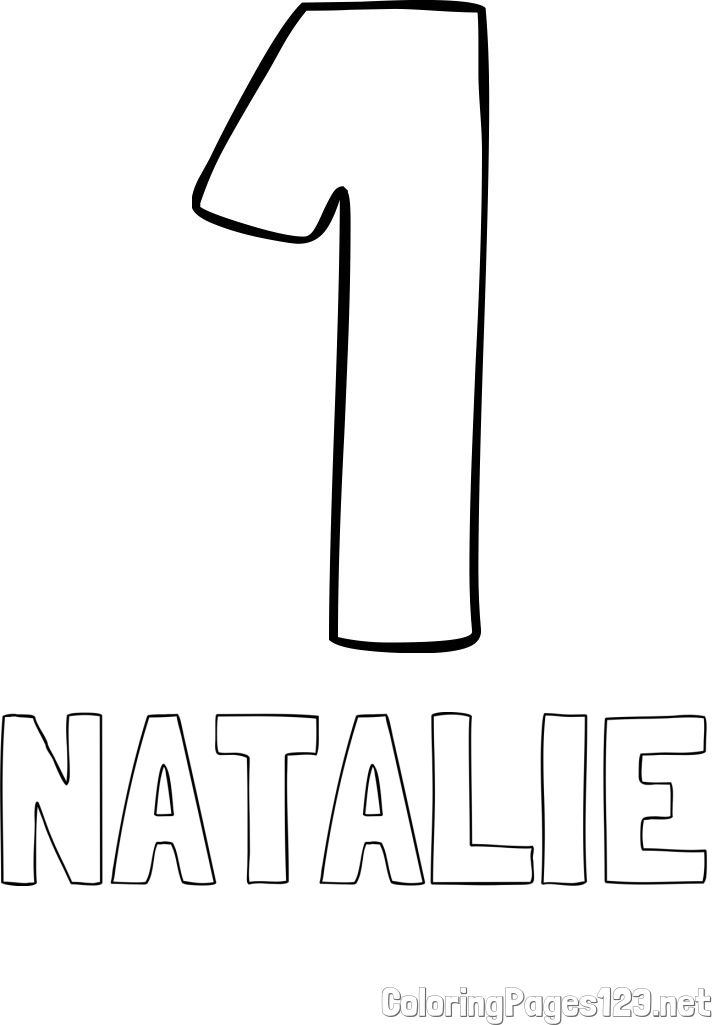 NATALIE Coloring Page and Coloring Page of Number One (1)