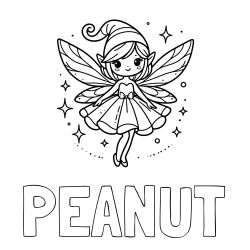 Online Created Coloring Page - PEANUT Coloring Page and Children's Coloring Page of a Wonderful Fairy