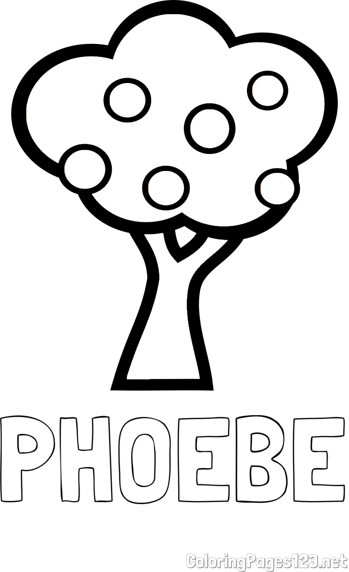 PHOEBE Coloring Page and Apple Tree Coloring Page
