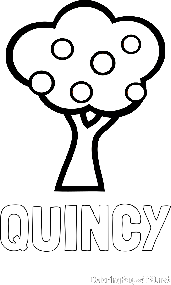 QUINCY Coloring Page and Apple Tree Coloring Page