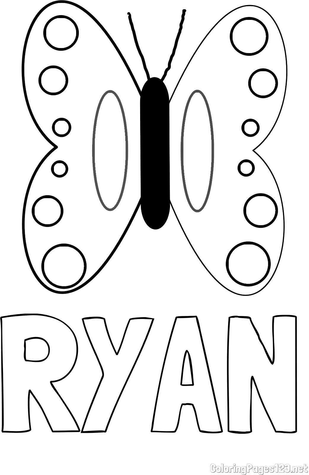 RYAN Coloring Page and Easy Butterfly Coloring Page