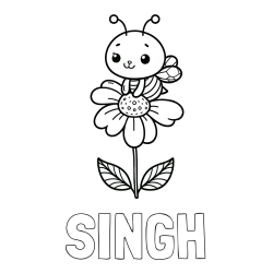 Online Created Coloring Page - SINGH Coloring Page and Coloring Page of a Cute Bee on a Flower