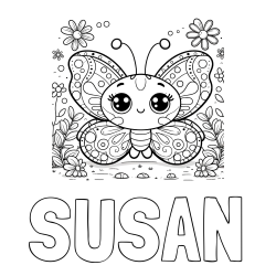 Online Created Coloring Page - SUSAN Coloring Page and Cute Butterfly Coloring Page