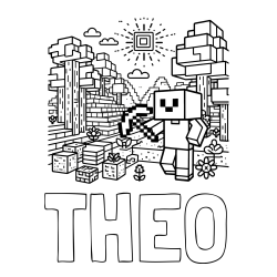 Online Created Coloring Page - THEO Coloring Page and Minecraft World Coloring Page