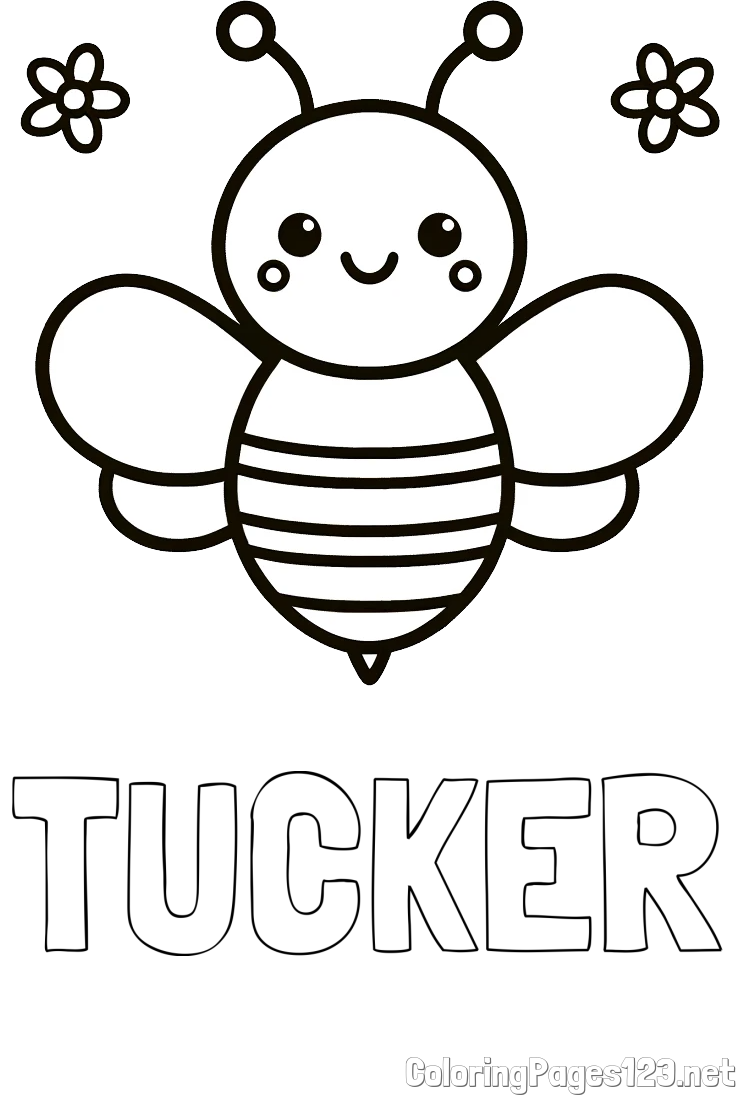 TUCKER Coloring Page and Children's Bee Coloring Page