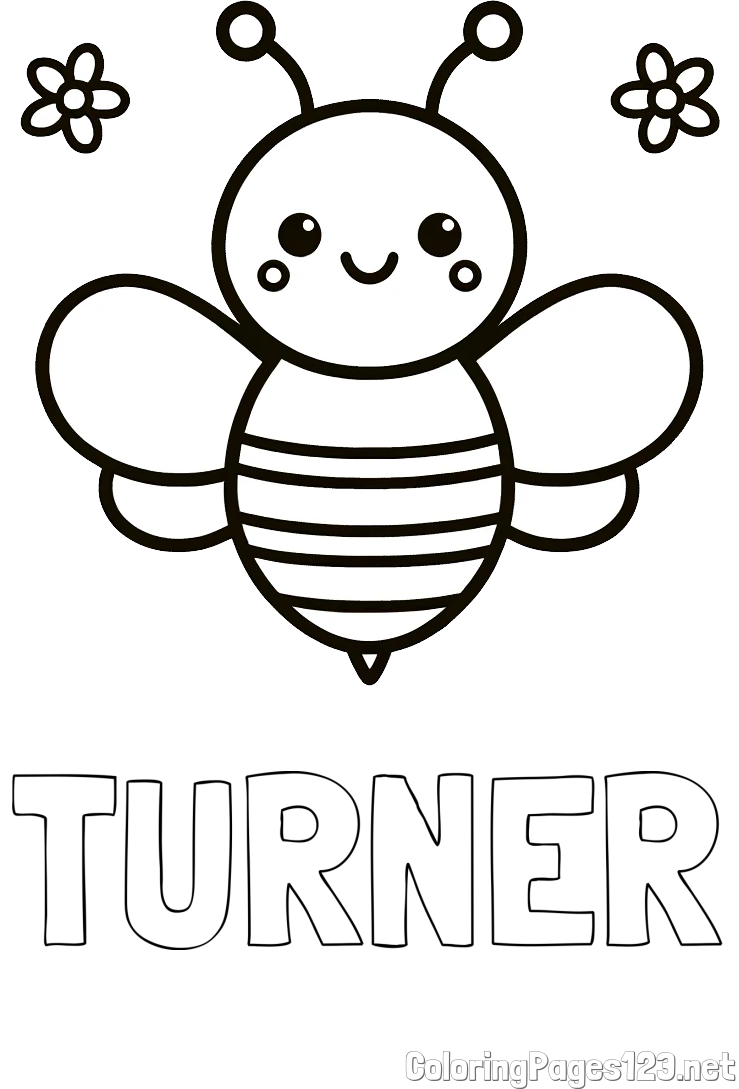 TURNER Coloring Page and Children's Bee Coloring Page