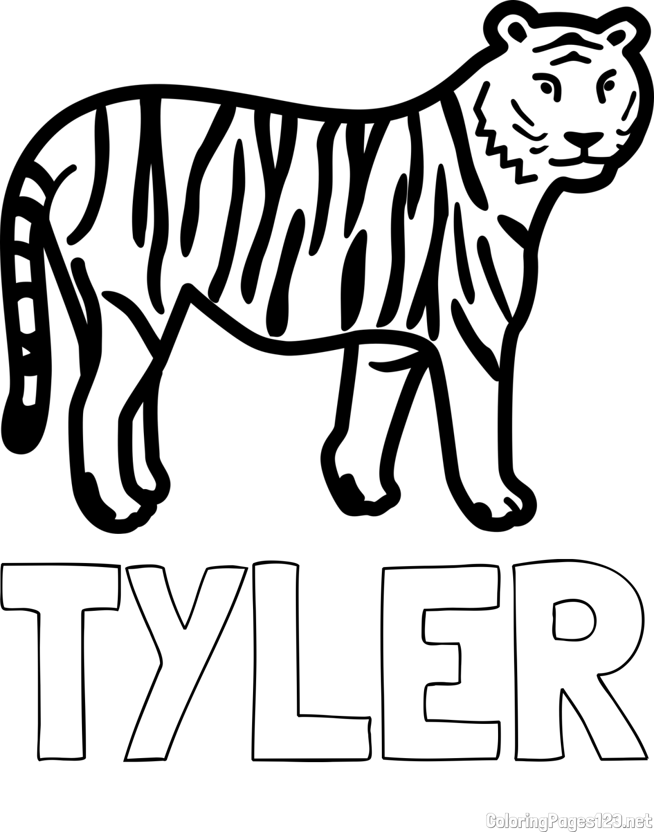 TYLER Coloring Page and Easy Tiger Coloring Page