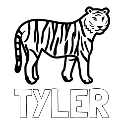 Online Created Coloring Page - TYLER Coloring Page and Easy Tiger Coloring Page