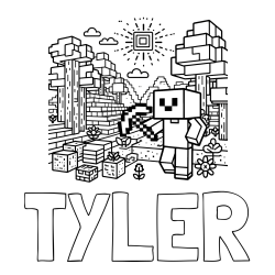Online Created Coloring Page - TYLER Coloring Page and Minecraft World Coloring Page