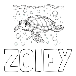 Online Created Coloring Page - ZOIEY Coloring Page and Coloring Page of a Sea Turtle Swimming in the Ocean