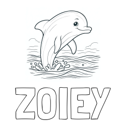Online Created Coloring Page - ZOIEY Coloring Page and Coloring Page of a Smiling Dolphin Jumping
