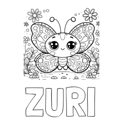 Online Created Coloring Page - ZURI Coloring Page and Cute Butterfly Coloring Page