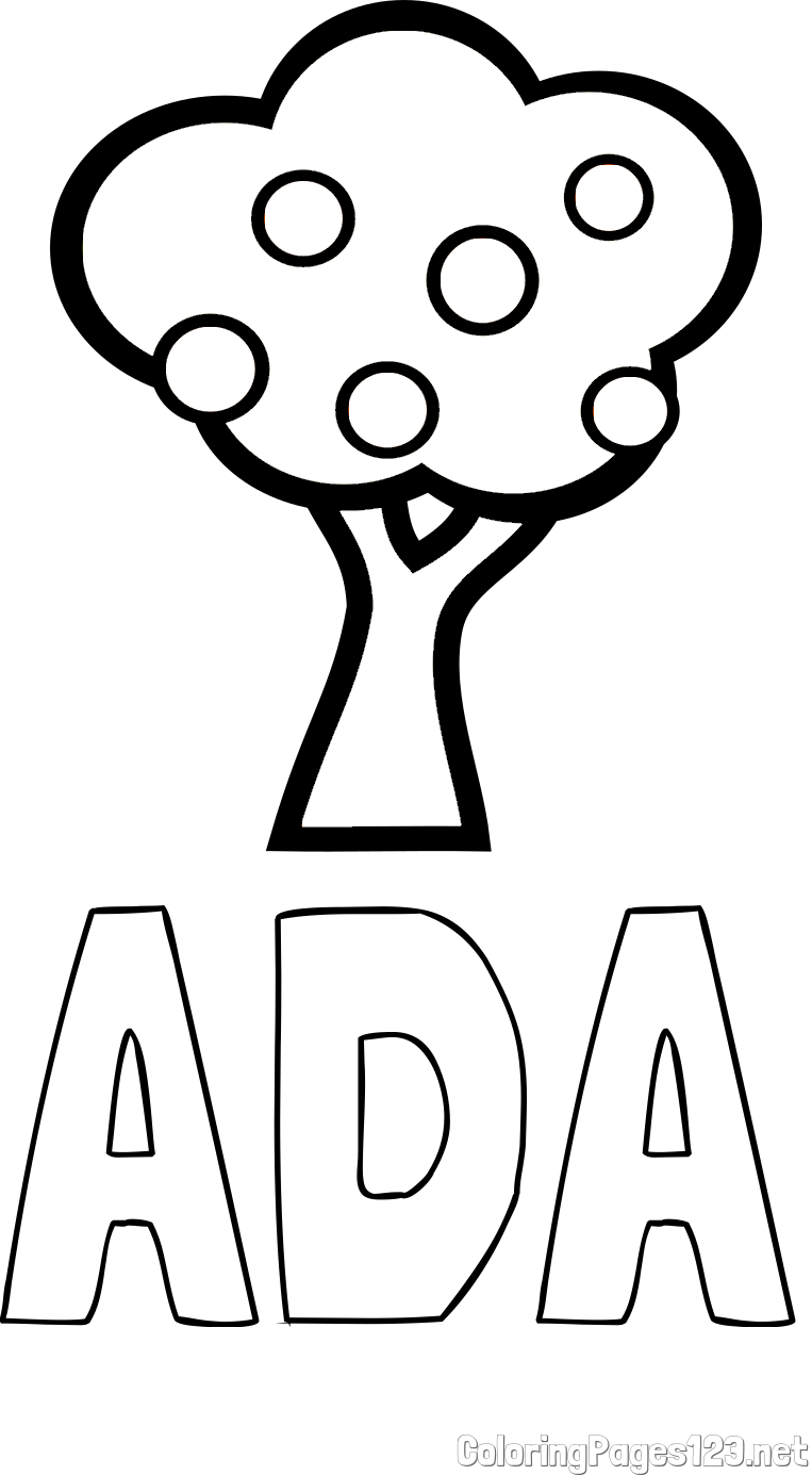 ADA Coloring Page and Apple Tree Coloring Page