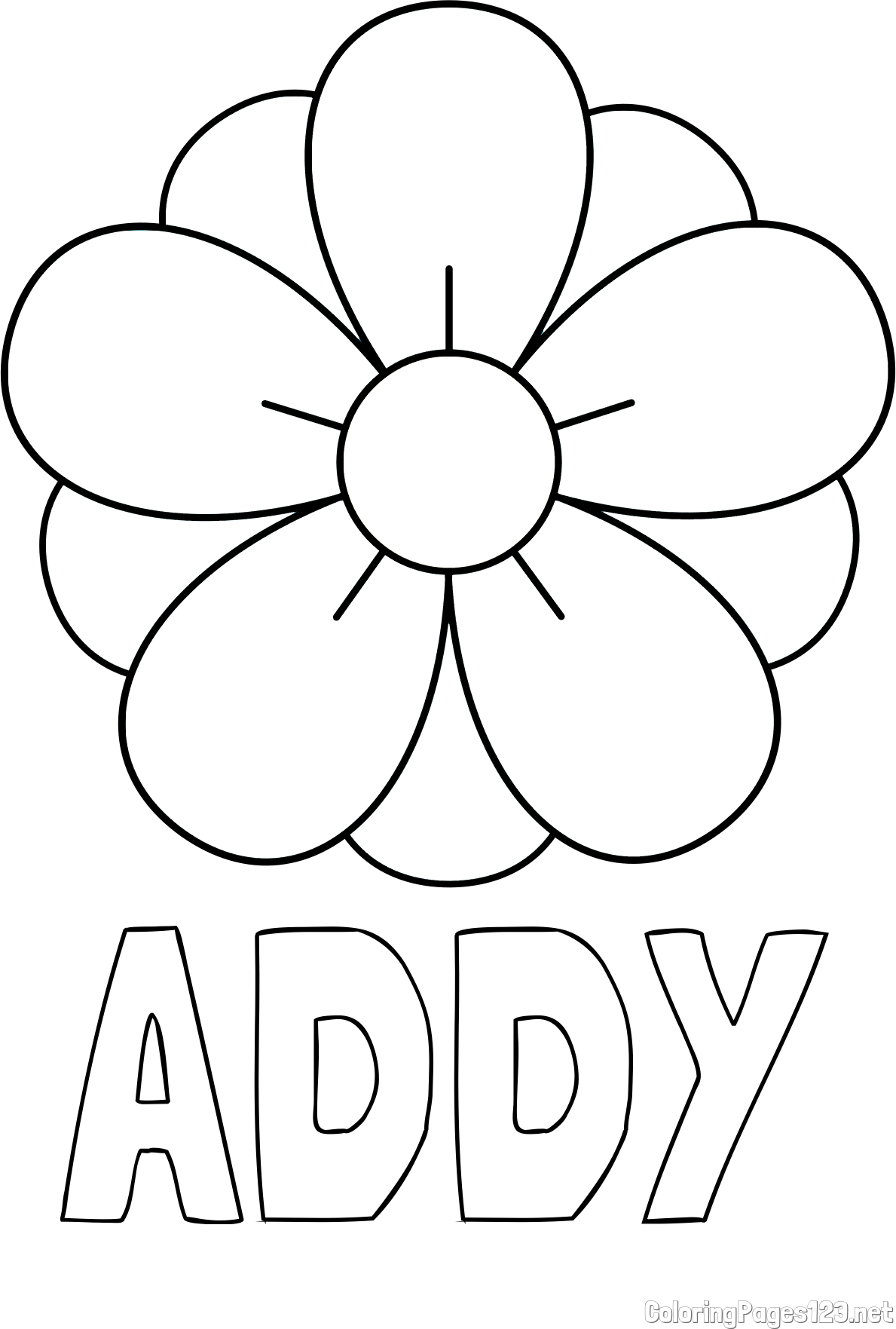 ADDY Coloring Page and Flower Without Stem Coloring Page