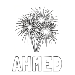 Online Created Coloring Page - AHMED Coloring Page and Beautiful Fireworks Coloring Page