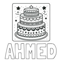 Online Created Coloring Page - AHMED Coloring Page and Big Cake Coloring Page