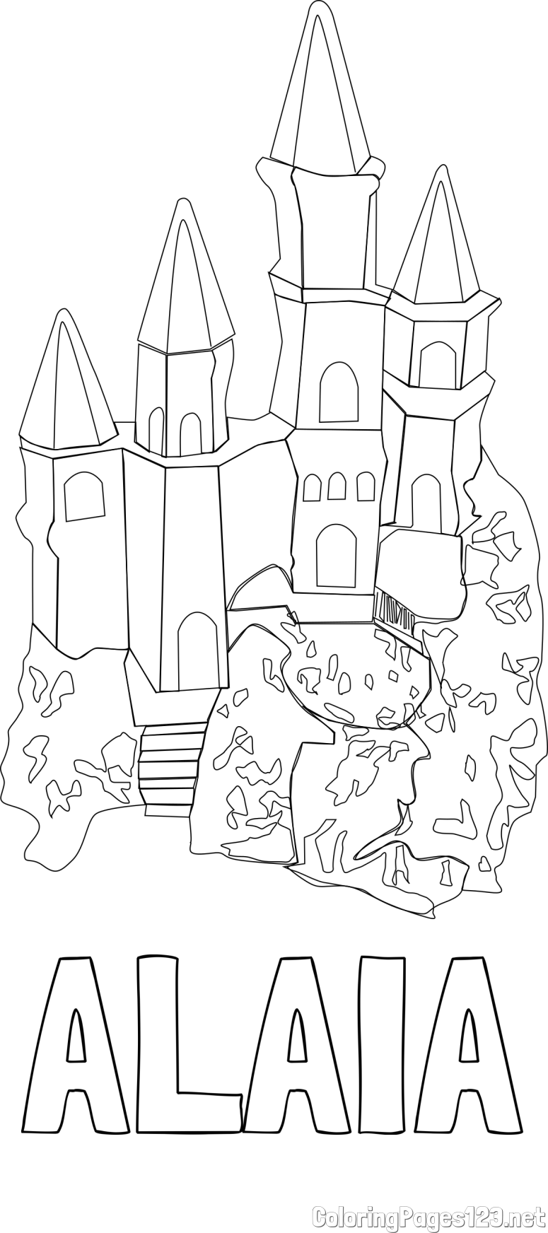 ALAIA Coloring Page and Abstract Castle Coloring Page - Simple Yet Detailed