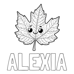 Online Created Coloring Page - ALEXIA Coloring Page and Smiling Leaf Coloring Page for Kids