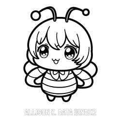 Online Created Coloring Page - ALLISON K. DATA BINDER Coloring Page and Anime-Style Bee Coloring Page
