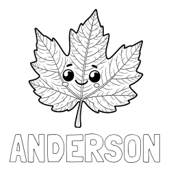 Online Created Coloring Page - ANDERSON Coloring Page and Smiling Leaf Coloring Page for Kids