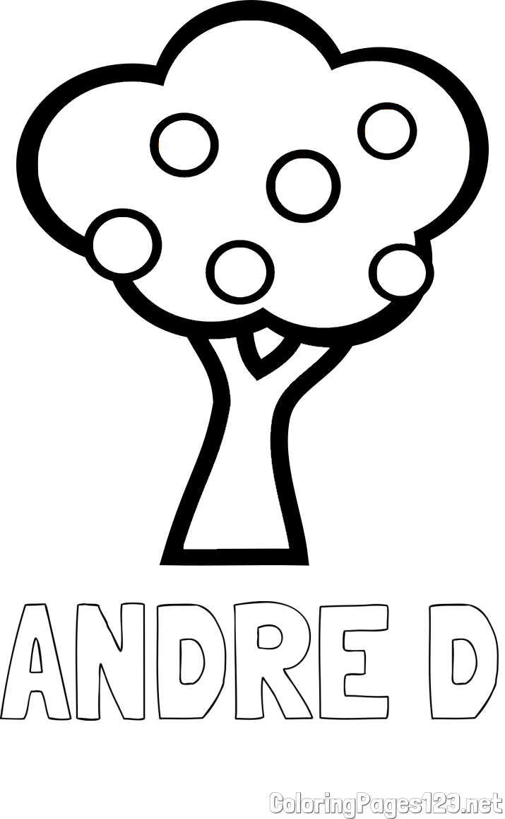 ANDRE D Coloring Page and Apple Tree Coloring Page