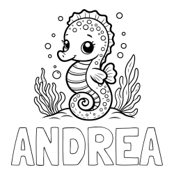 Online Created Coloring Page - ANDREA Coloring Page and Cute Seahorse Coloring Page