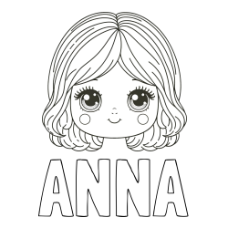 Online Created Coloring Page - ANNA Coloring Page and Cute Girl Face Coloring Page