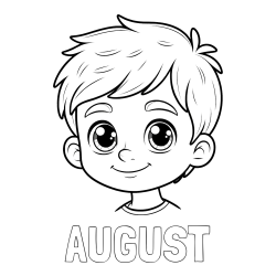 Online Created Coloring Page - AUGUST Coloring Page and Boy Face Coloring Page