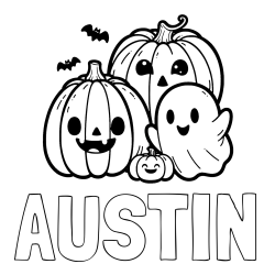 Online Created Coloring Page - AUSTIN Coloring Page and Halloween Pumpkin and Ghost Coloring Page