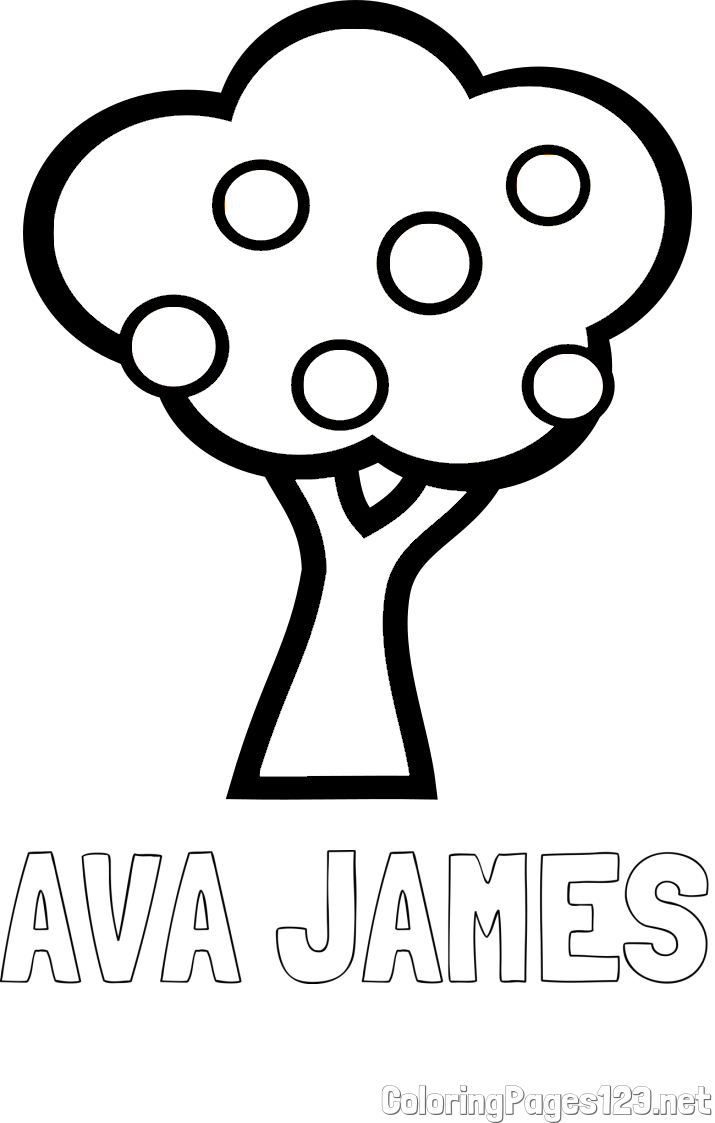 AVA JAMES Coloring Page and Apple Tree Coloring Page