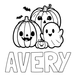 Online Created Coloring Page - AVERY Coloring Page and Halloween Pumpkin and Ghost Coloring Page